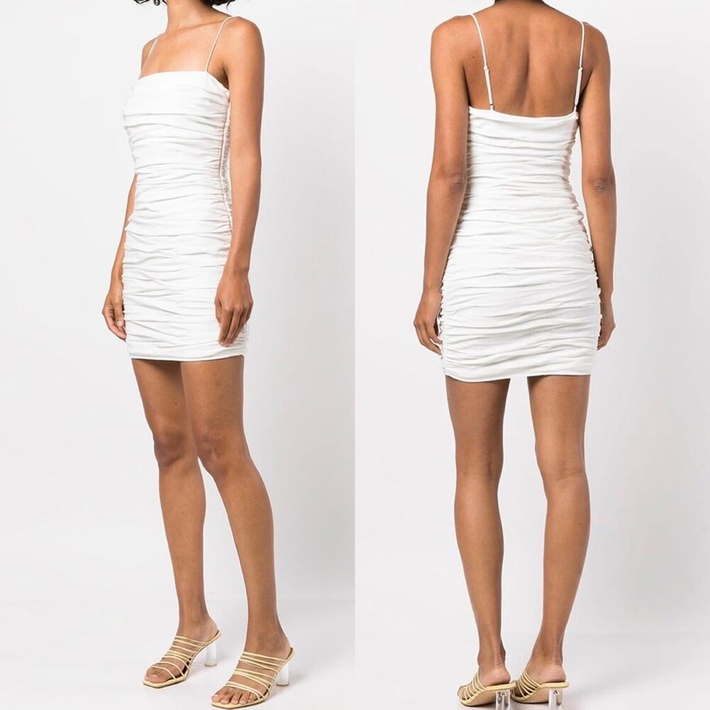 Cinq à Sept Ivory Vance Ruched Bodycon Mini Dress